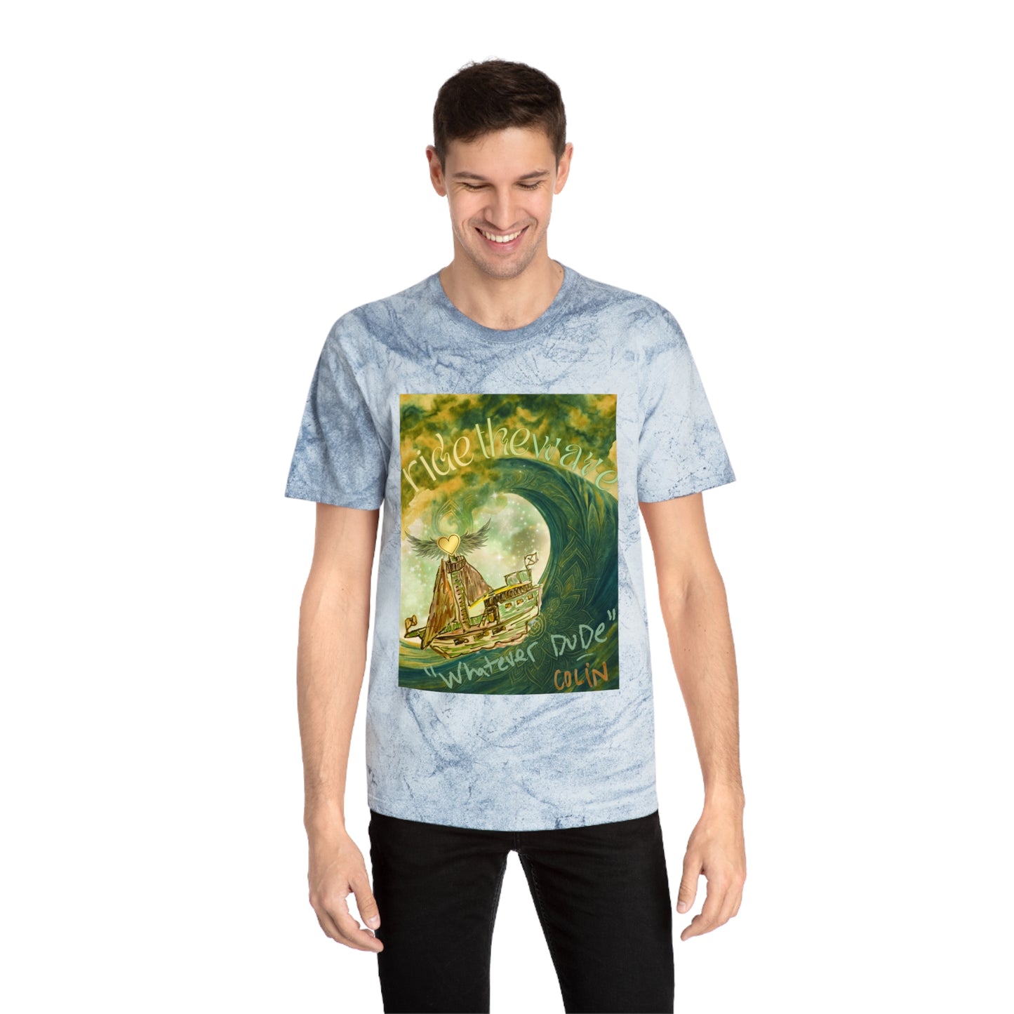 Shirt "Ride the Wave, Whatever Dude" In Memory of Colin Kirsch Roberts