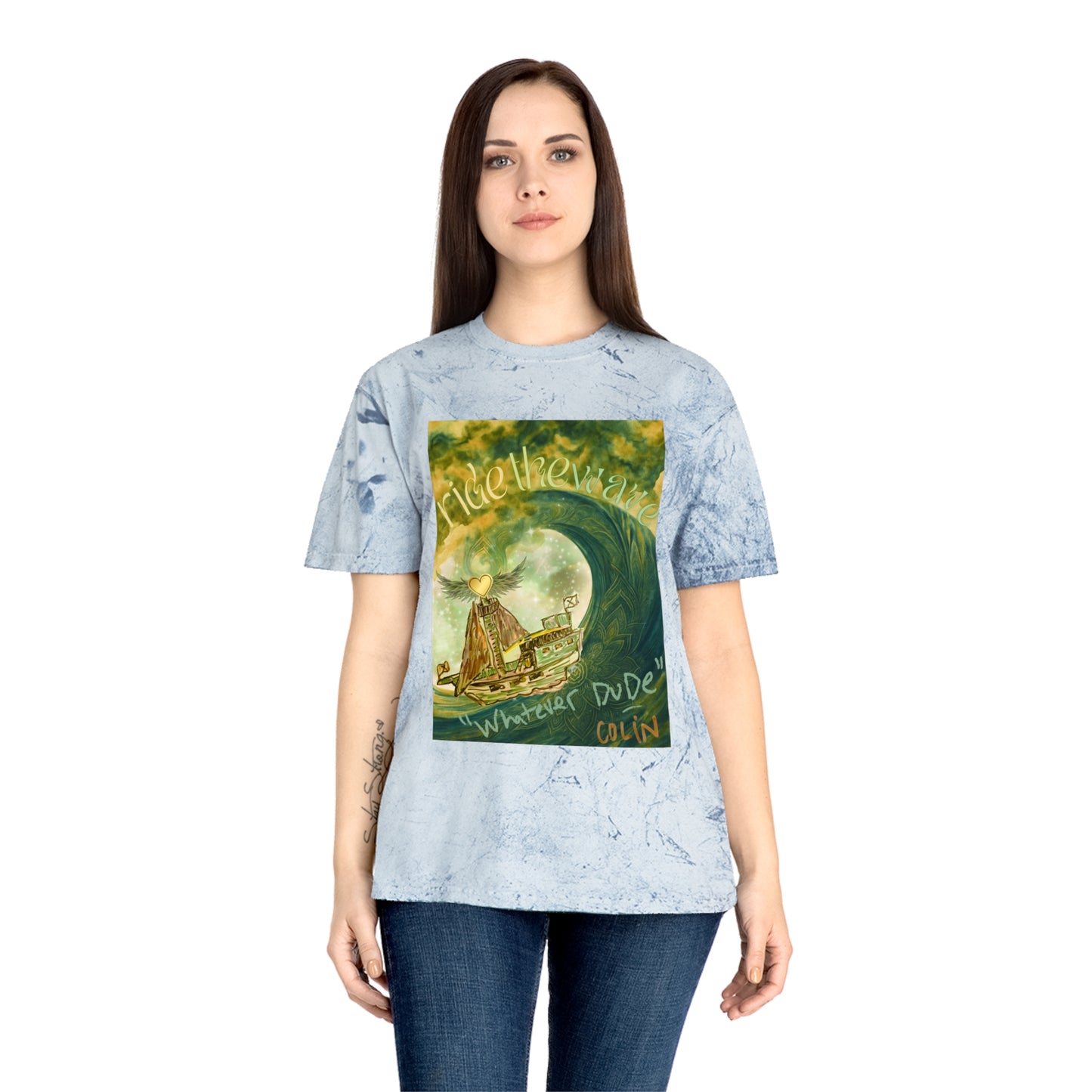 Shirt "Ride the Wave, Whatever Dude" In Memory of Colin Kirsch Roberts