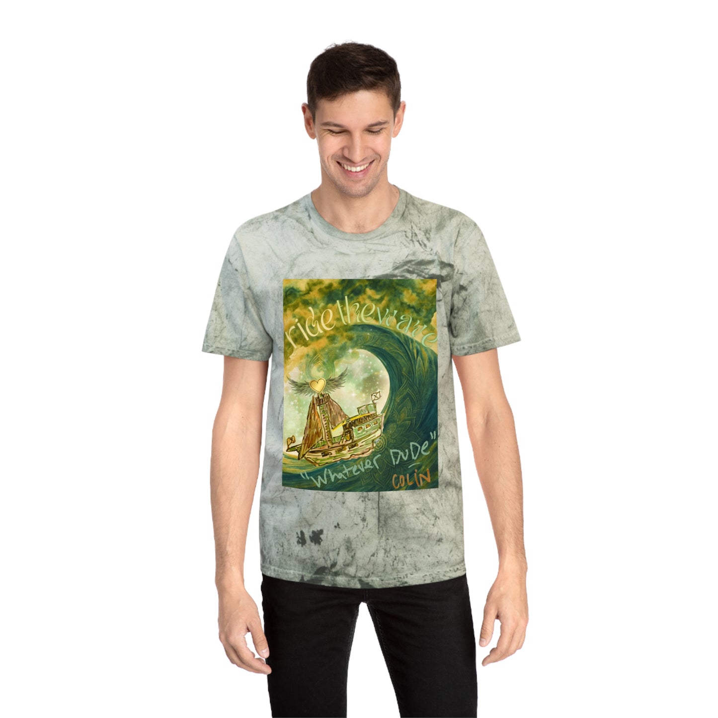 Shirt "Ride the Wave, Whatever Dude" In Memory of Colin Kirsch Roberts