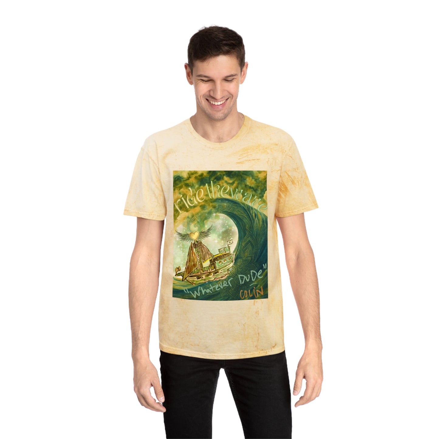 Shirt "Ride the Wave, Whatever Dude" In Memory of Colin Kirsch Roberts